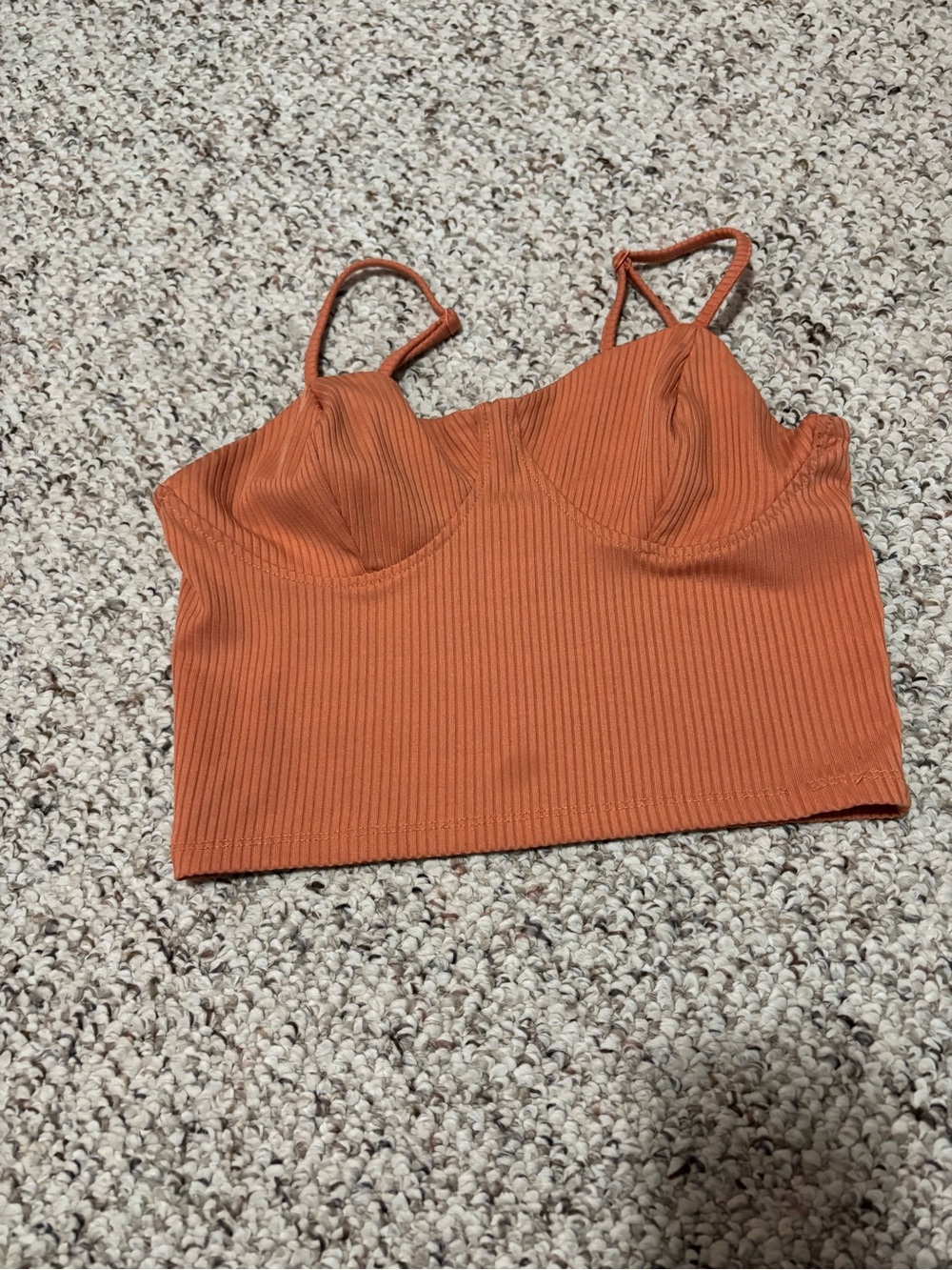 Essentials Ribbed Rust Orange Crop Tank